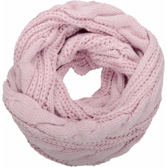 Accessories - Women's Twist Light Pink Thick Ribbed Knit Winter Infinity Circle Loop Scarf